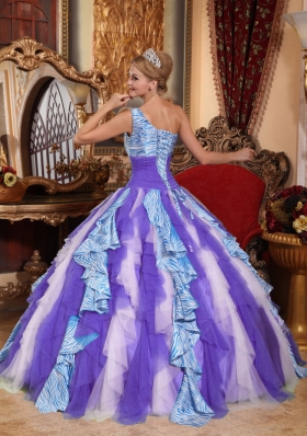 Gorgeous Multi-color One Shoulder Ruffles Quinceanera Dress for 2014