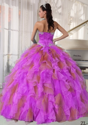 Luxurious Puffy Strapless 2014 Appliques Quinceanera Dresses with Ruffles