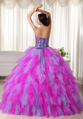 Multi-color Puffy Strapless Appliques Quinceanera Dresses for 2014