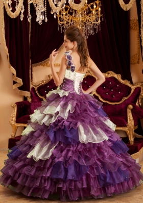 Perfect Princess One Shoulder Quinceanera Dresses with Ruffled Layers