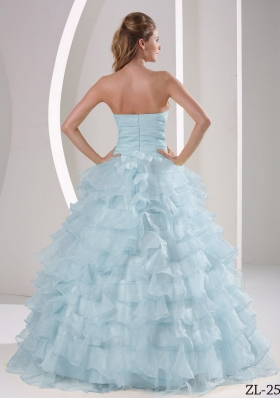 2014 Elegant Sweetheart Ruching and Appliques Quinceanera Dresses With Ruffled Layers