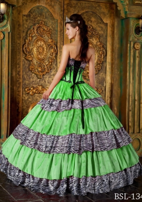 2014 Luxurious Puffy Sweetheart Zebra Quinceanera Dress with Layers