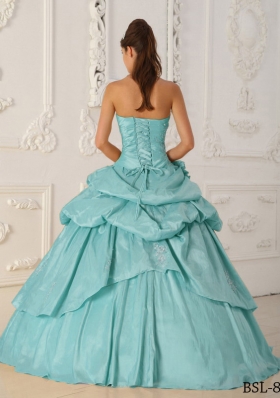 2014 Princess Strapless Hand Made Flower and Beading Quinceanera Dresses