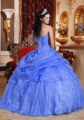 Classical Puffy Strapless Beading 2014 Quinceanera Dresses with Pick-ups