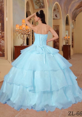 Elegant Quinceanera Dress in Light Blue Sweetheart with Beading for 2014