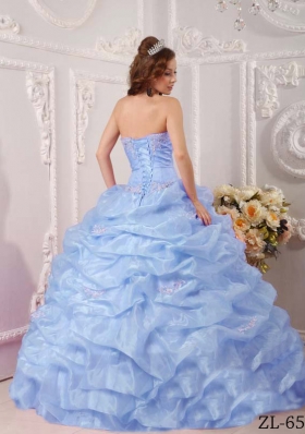 Exclusive Puffy Strapless 2014 Appliques Quinceanera Dresses with Pick-ups