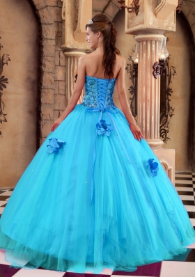 Exclusive Puffy Strapless Hand Made Flower and Beading 2014 Quinceanera Dresses