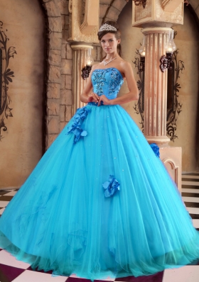 Exclusive Puffy Strapless Hand Made Flower and Beading 2014 Quinceanera Dresses