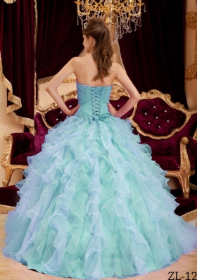 Exquisite Puffy Sweetheart 2014 Beading Quinceanera Dresses with Pleats