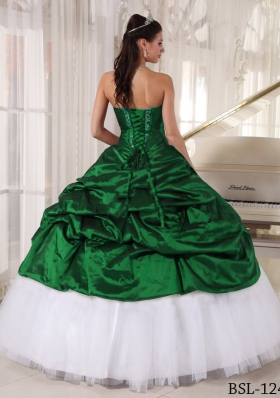 Exquisite Puffy Sweetheart with Pick-ups Appliques Quinceanera Dress for 2014