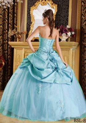 Luxurious Puffy Strapless Appliques and Beading 2014 Quinceanera Dresseses