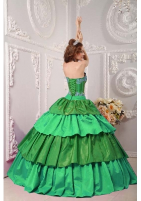 Modest Puffy Strapless with Layers and Appliques for 2014 Quinceanera Dress