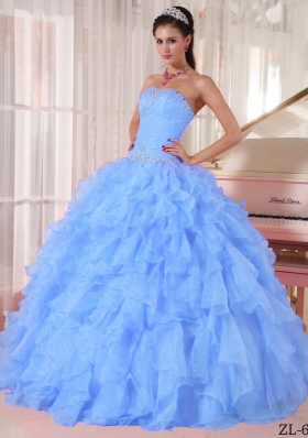 Pretty Puffy Strapless Beading 2014 Quinceanera Dress with Ruffles