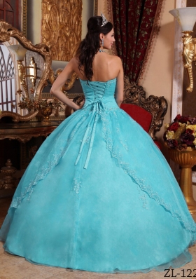 Pretty Puffy Strapless for 2014 Appliques Quinceanera Gowns with Beading