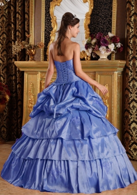 Puffy Strapless Pick-ups and Beading Quinceanera Dress with Ruffled Layers