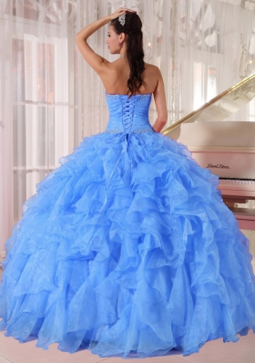 Puffy Strapless Ruffles and Beading Quinceanera Dresses for 2014