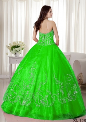 Romantic Puffy Sweetheart with Beading and Embroidery for 2014 Quinceanera Dress