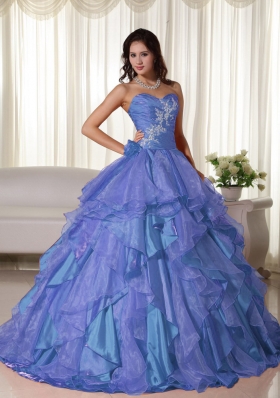 2014 Beautiful Puffy Sweetheart Appliques Quinceanera Dresses with Ruffles