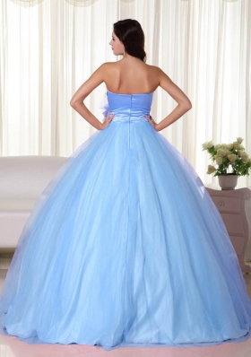 2014 Gorgeous Light Blue Sweetheart Quinceanera Dresses with Hand Made Flower