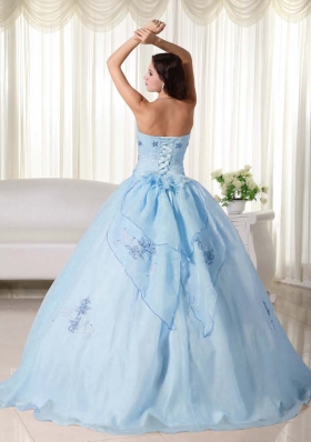 2014 New Style Puffy Strapless Embroidery Quinceanera Dresses with Ruffles