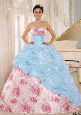 2014 Printing Sweetheart Beading Quinceanera Dresses For Custom Made