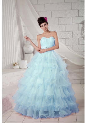 2014 Puffy Sweetheart Beading Quinceanea Dresses with Ruffles