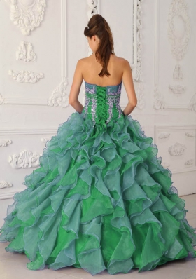 Brand New Puffy Strapless Decorate for 2014 Quinceanera Dress with Beading and Appliques