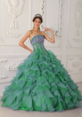 Brand New Puffy Strapless Decorate for 2014 Quinceanera Dress with Beading and Appliques