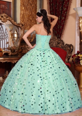 Fashionbale Puffy Sweetheart with Sequins Quinceanera Dress for 2014