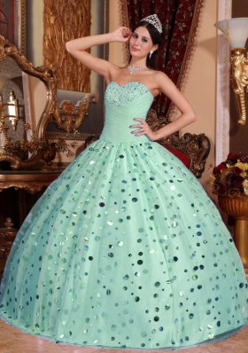Fashionbale Puffy Sweetheart with Sequins Quinceanera Dress for 2014