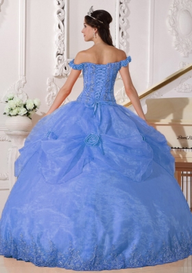 Puffy Off The Shoulder Appliques 2014 Spring Quinceanera Dresses