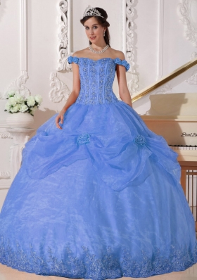 Puffy Off The Shoulder Appliques 2014 Spring Quinceanera Dresses