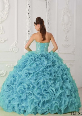 Sweet Puffy Strapless 2014 Spring Beading Quinceanera Dress with Ruffles