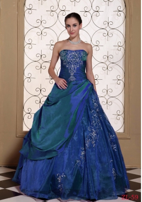 Affordable Strapless Embroidery 2014 Quinceanera Dresses For Military Ball