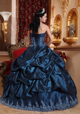 Appliques Sweetheart Ball Gown Quinceanera Dresses in Navy Blue