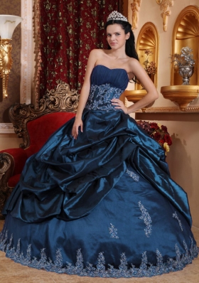 Appliques Sweetheart Ball Gown Quinceanera Dresses in Navy Blue
