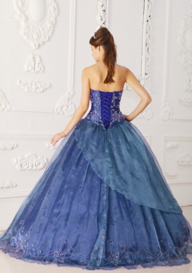 Cheap Organza Beading and Embroidery Quinceanera Dresses with Strapless