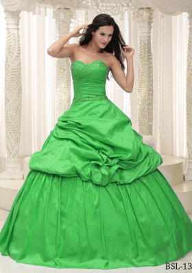 Classical Sweetheart Appliques Lace Up For Quinceanera Dress with Pick-ups