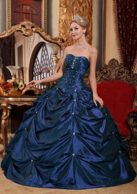 Elegant Strapless Beading Puffy Quinceanera Dresses for Military Ball
