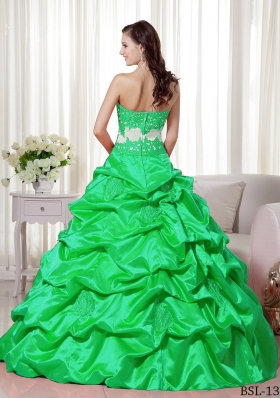 Fashionable A-line Sweetheart with Appliques and Pick-ups for 2014 Quinceanera Dress