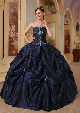 Puffy Strapless Long Simple Quinceanera Dresses with Beading