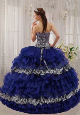 Unique Sweetheart Zebra and Organza Quinceanera Dresses with Beading