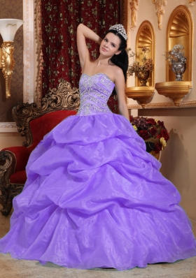 Affordable Puffy Sweetheart Beading Quinceanera Dresses Lavender