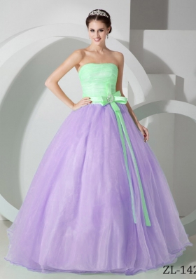 Classical Puffy Strapless Sash and Ruching Quinceanea Dresses for 2014