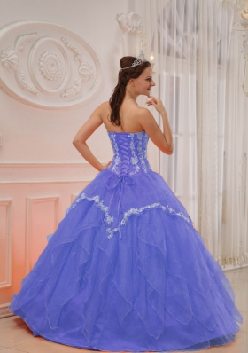 Elegant Puffy Sweetheart 2014 Appliques Quinceanera Dresses with Ruffles