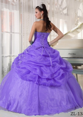 New Style Puffy Strapless 2014 Appliques Quinceanera Dresses with Pick-ups