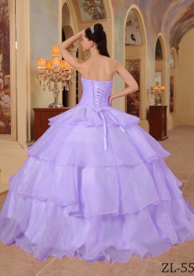 Popular Lavender Puffy Sweetheart Ruffles and Beading Quinceanera Dresses for 2014