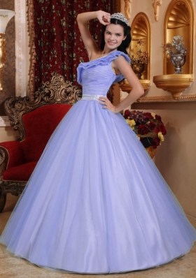 2014 Classical Princess One Shoulder Ruching Quinceanera Dresses