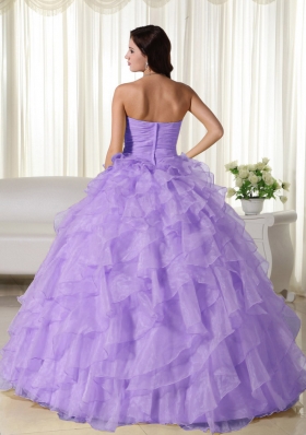 2014 Exclusive Lavender Puffy Sweetheart Appliques Quinceanera Dresses with Ruffles