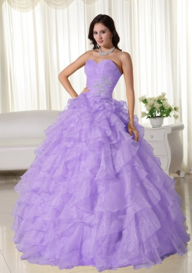 2014 Exclusive Lavender Puffy Sweetheart Appliques Quinceanera Dresses with Ruffles
